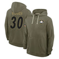 Kdoa P.Steelers #30 Jaylen Warren Player Olive Salute to Service Pullover Hoodies Limited Stitched Jerseys