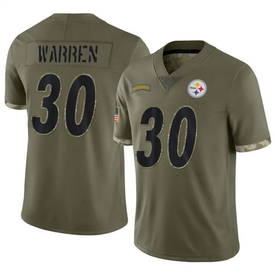 Kdoa P.Steelers #30 Jaylen Warren Player Salute To Service Limited Olive Stitched Jerseys