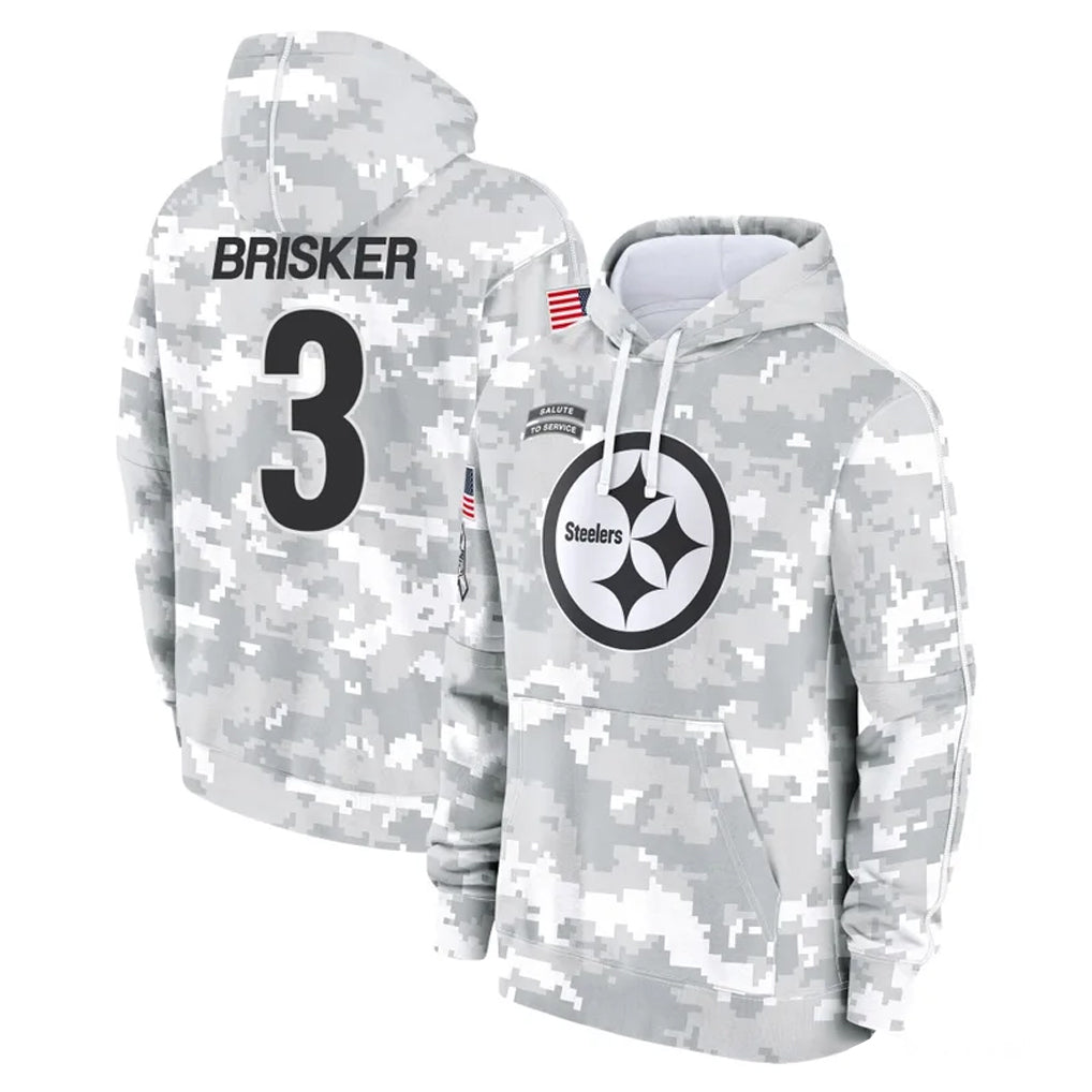 Kdoa P.Steelers #3 Jaquan Brisker Player Arctic Camo Limited Salute to Service Pullover Hoodies Game Stitched Jerseys