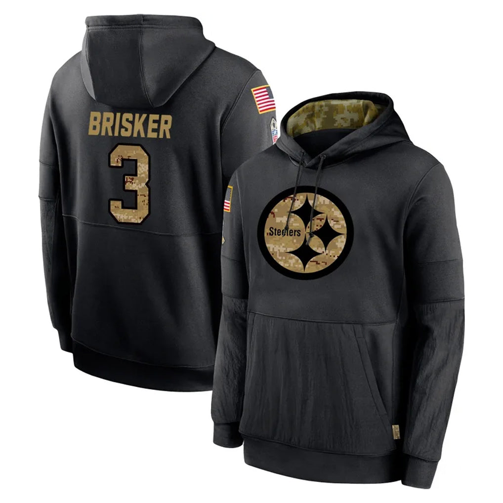 Kdoa P.Steelers #3 Jaquan Brisker Player Black Salute to Service Hoodies Limited Game Stitched Jerseys