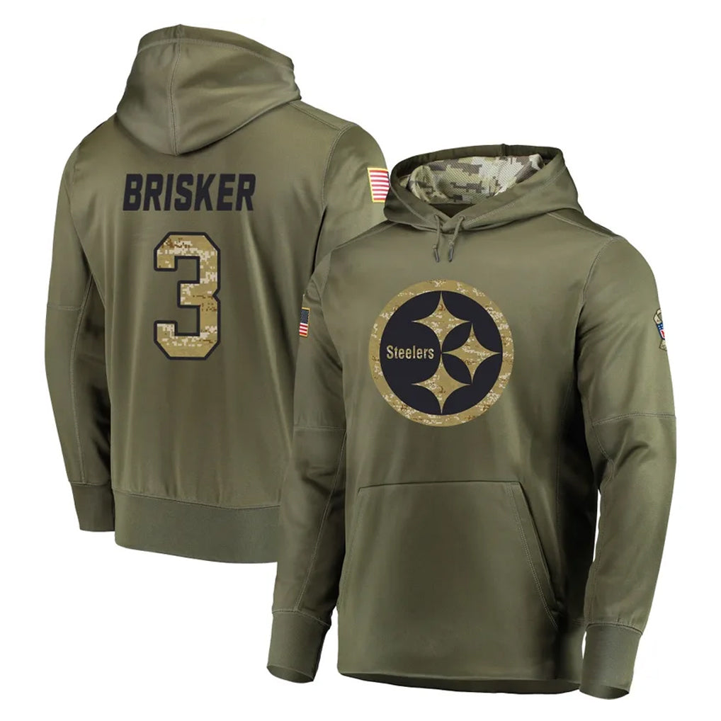 Kdoa P.Steelers #3 Jaquan Brisker Player Olive Salute to Service Pullover Hoodie Home Game Stitched Jerseys
