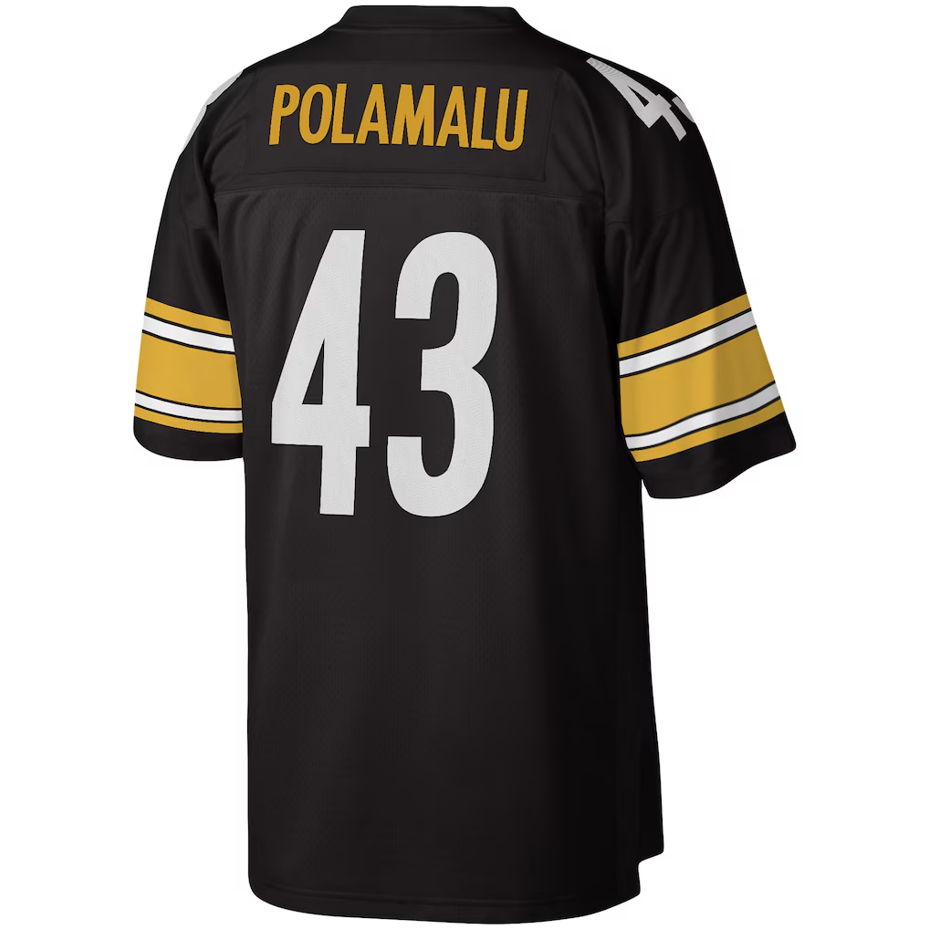 Kdoa P.Steelers #43 Troy Polamalu Mitchell & Ness Black Legacy Replica Stitched Jerseys