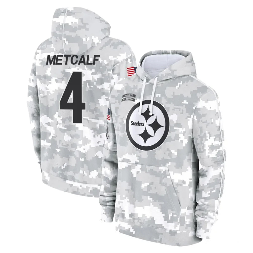 Kdoa P.Steelers #4 DK Metcalf Player Arctic Camo Limited Salute to Service Pullover Hoodies Game Stitched Jerseys