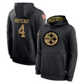 Kdoa P.Steelers #4 DK Metcalf Player Black Salute to Service Hoodies Limited Game Stitched Jerseys