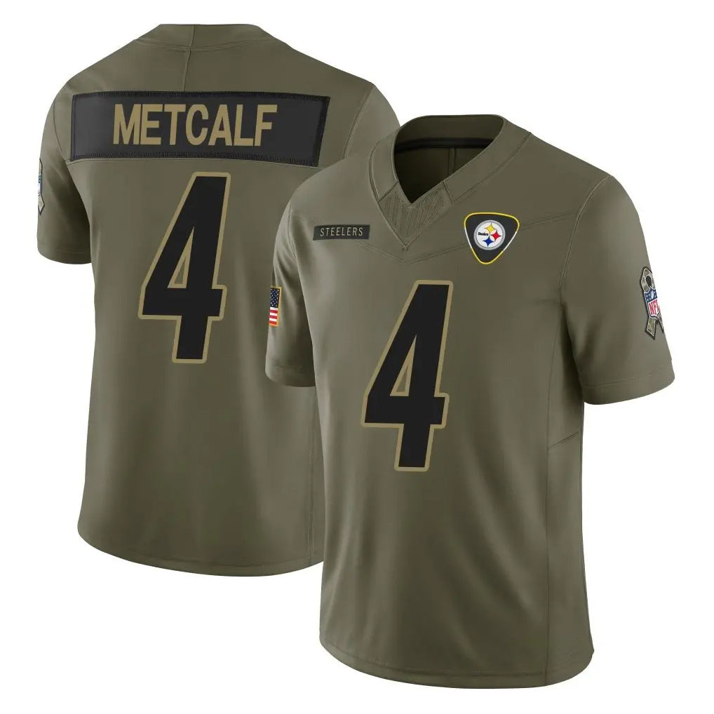 Kdoa P.Steelers #4 DK Metcalf Player Olive 2025 Salute To Service Limited Home Game Stitched Jerseys