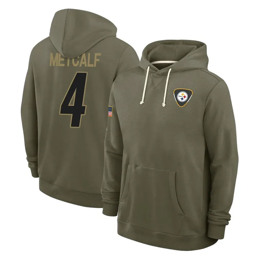 Kdoa P.Steelers #4 DK Metcalf Player Olive Salute to Service Pullover Hoodies Limited Stitched Jerseys