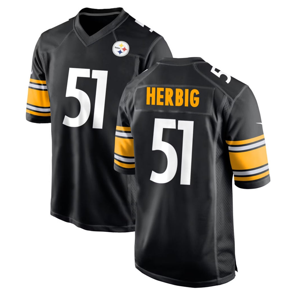 Kdoa P.Steelers #51 Nick Herbig Player Black Home Game Stitched Jerseys