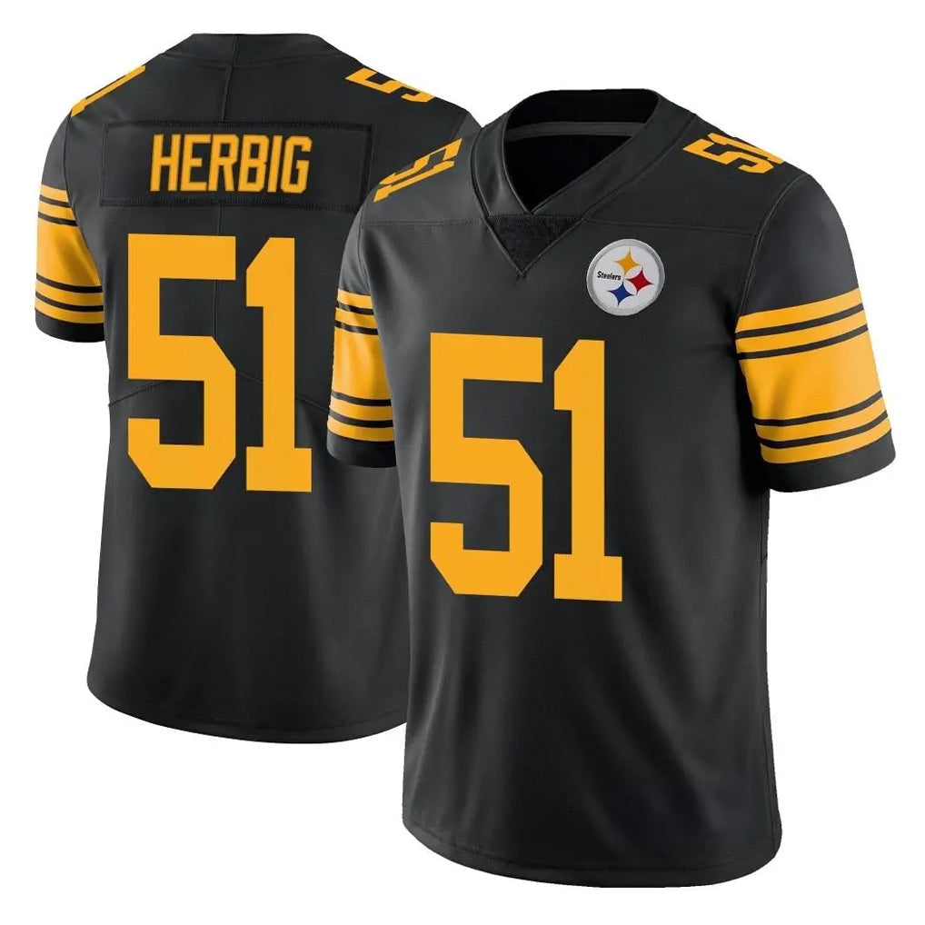 Kdoa P.Steelers #51 Nick Herbig Player Black Limited Color Rush Home Game Stitched Jerseys