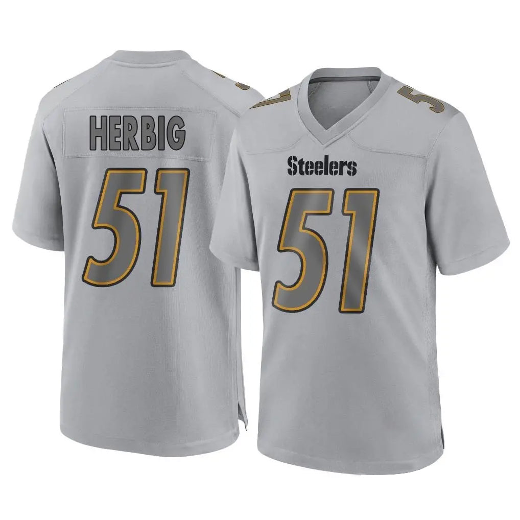 Kdoa P.Steelers #51 Nick Herbig Player Gray Atmosphere Fashion Home Game Stitched Jerseys
