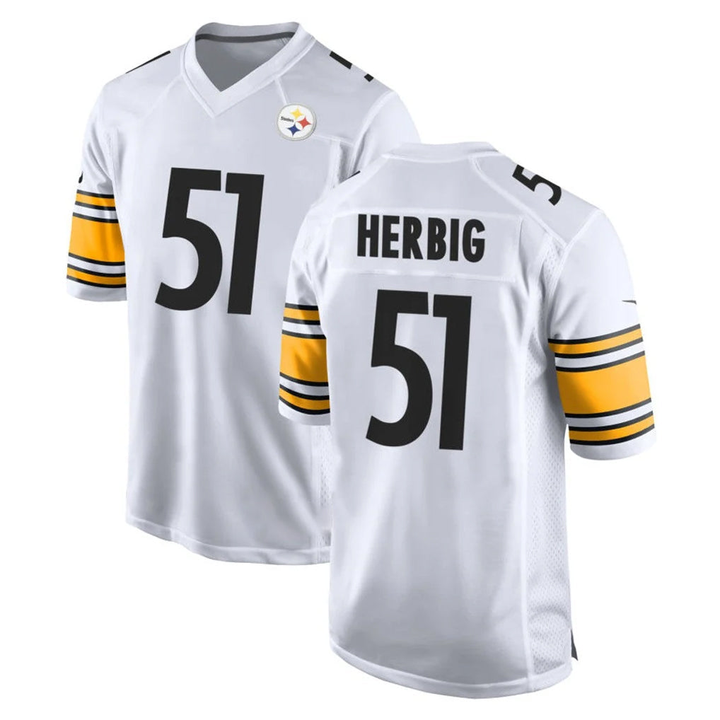 Kdoa P.Steelers #51 Nick Herbig Player White Home Game Stitched Jerseys