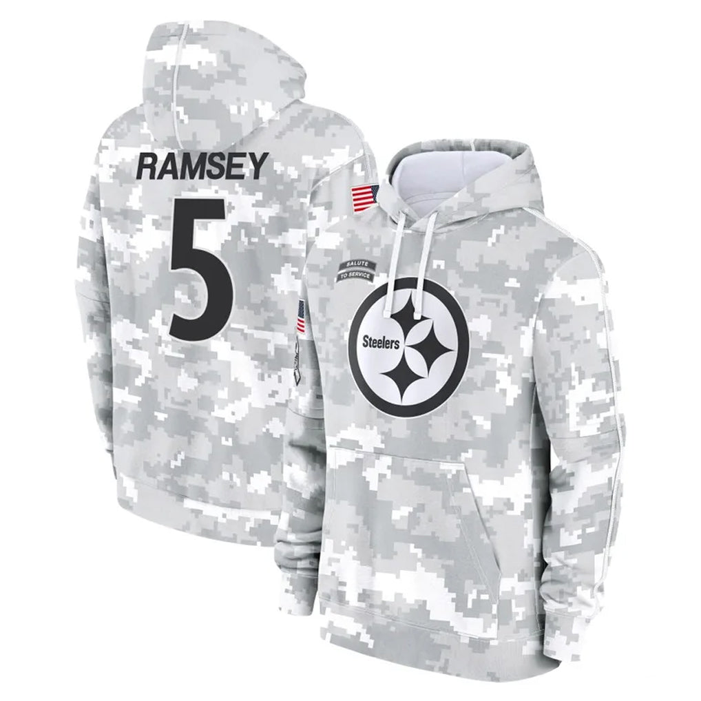 Kdoa P.Steelers #5 Jalen Ramsey Player Arctic Camo Limited Salute to Service Pullover Hoodies Game Stitched Jerseys