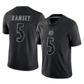 Kdoa P.Steelers #5 Jalen Ramsey Player Black Reflective Limited Home Game Stitched Jerseys