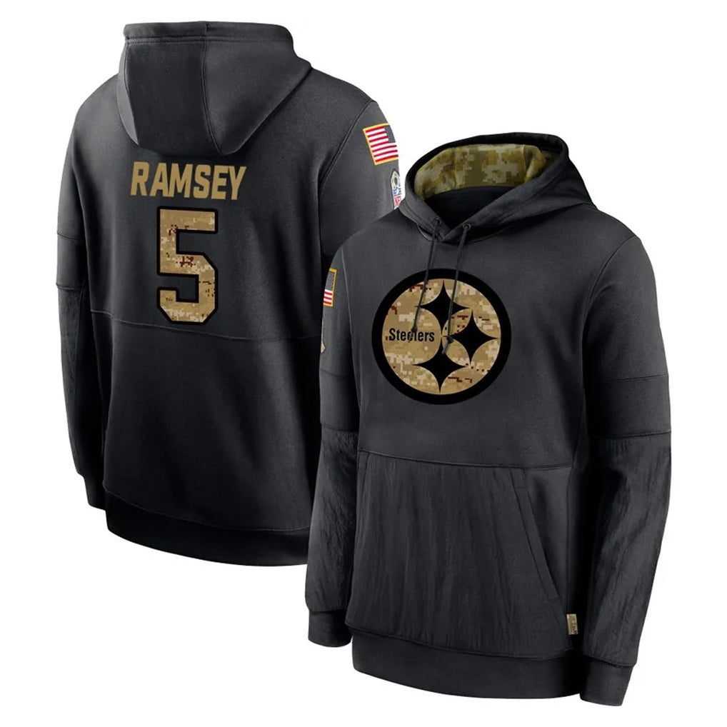 Kdoa P.Steelers #5 Jalen Ramsey Player Black Salute to Service Hoodies Limited Game Stitched Jerseys