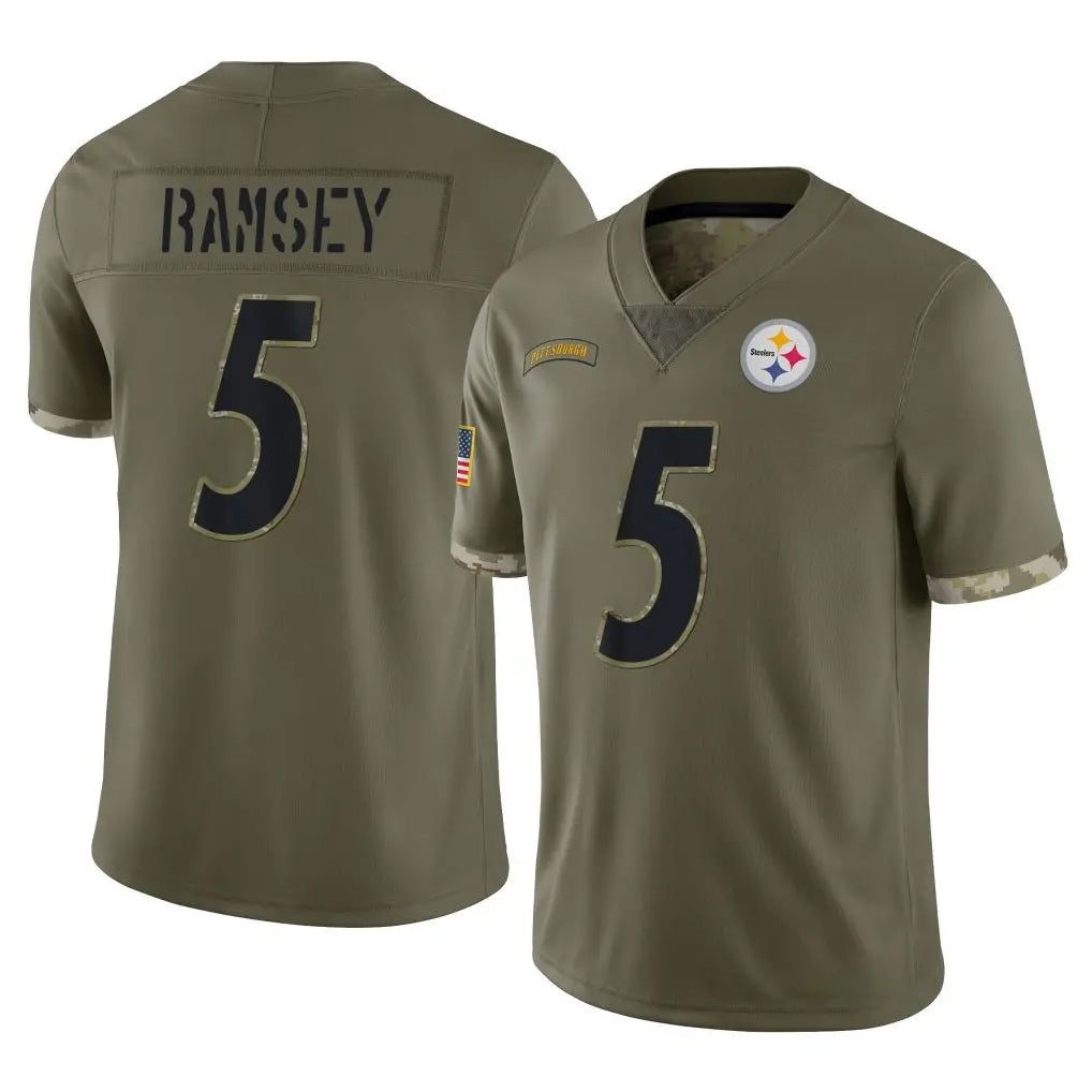 Kdoa P.Steelers #5 Jalen Ramsey Player Olive Limited Salute To Service Home Game Stitched Jerseys
