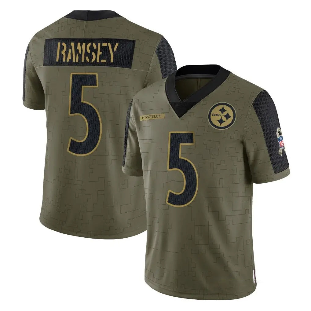 Kdoa P.Steelers #5 Jalen Ramsey Player Olive Salute To Service Limited Game Stitched Jerseys