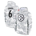 Kdoa P.Steelers #6 Patrick Queen Player Arctic Camo Limited Salute to Service Pullover Hoodies Game Stitched Jerseys