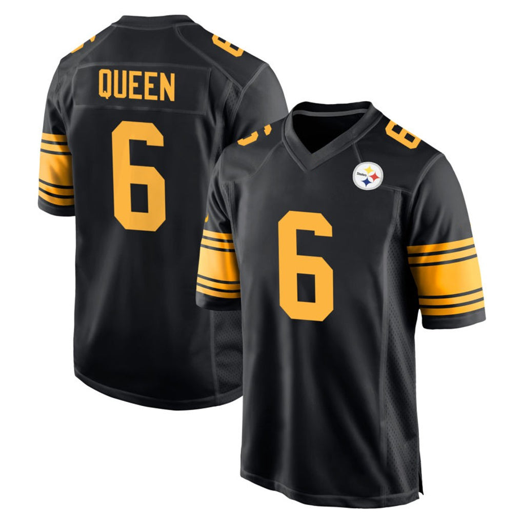 Kdoa P.Steelers #6 Patrick Queen Player Black Color Rush Home Game Stitched Jerseys