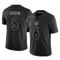 Kdoa P.Steelers #6 Patrick Queen Player Black Reflective Limited Home Game Stitched Jerseys