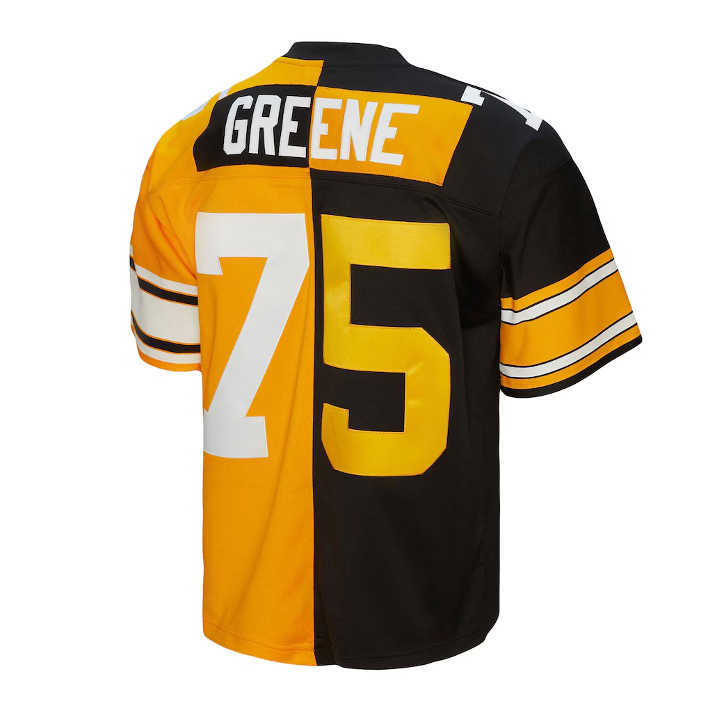 Kdoa P.Steelers #75 Joe Greene Mitchell & Ness BlackGold 1976 Split Legacy Stitched Puhic Replica Jersey