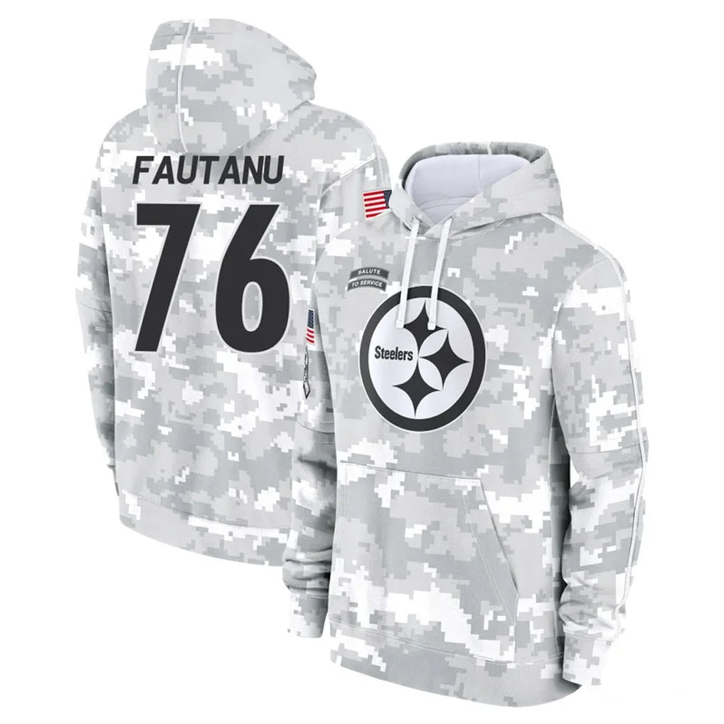 Kdoa P.Steelers #76 Troy Fautanu Player Arctic Camo Limited Salute to Service Pullover Hoodies Game Stitched Jerseys