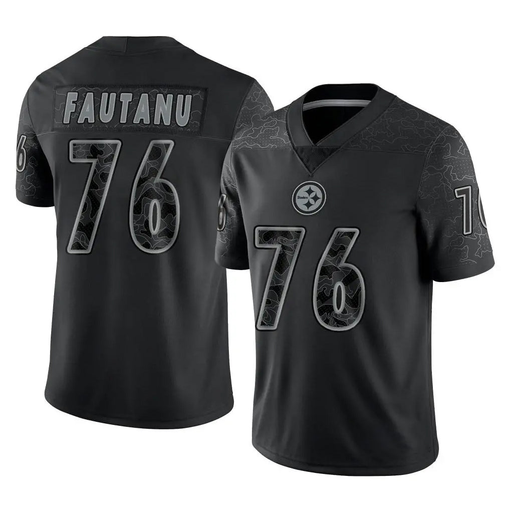 Kdoa P.Steelers #76 Troy Fautanu Player Black Reflective Limited Home Game Stitched Jerseys