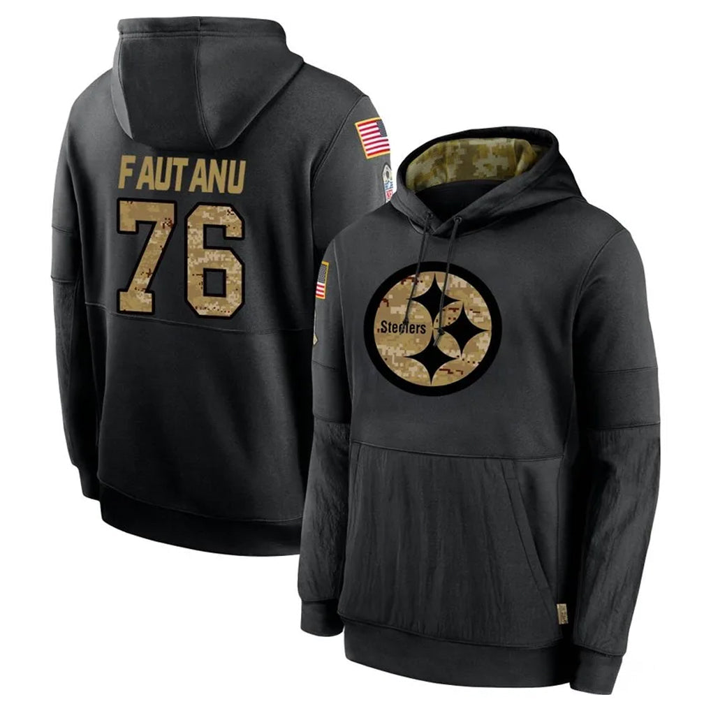 Kdoa P.Steelers #76 Troy Fautanu Player Black Salute to Service Hoodies Limited Game Stitched Jerseys