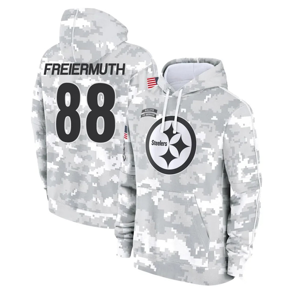Kdoa P.Steelers #88 Pat Freiermuth Player Arctic Camo Limited Salute to Service Pullover Hoodies Game Stitched Jerseys