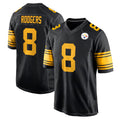 Kdoa P.Steelers #8 Aaron Rodgers Player Black Color Rush Home Game Stitched Jerseys
