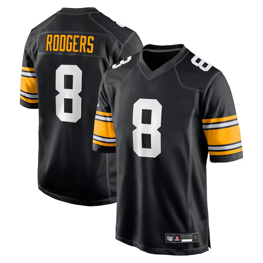 Kdoa P.Steelers #8 Aaron Rodgers Player Black Home Limited Stitched Jerseys