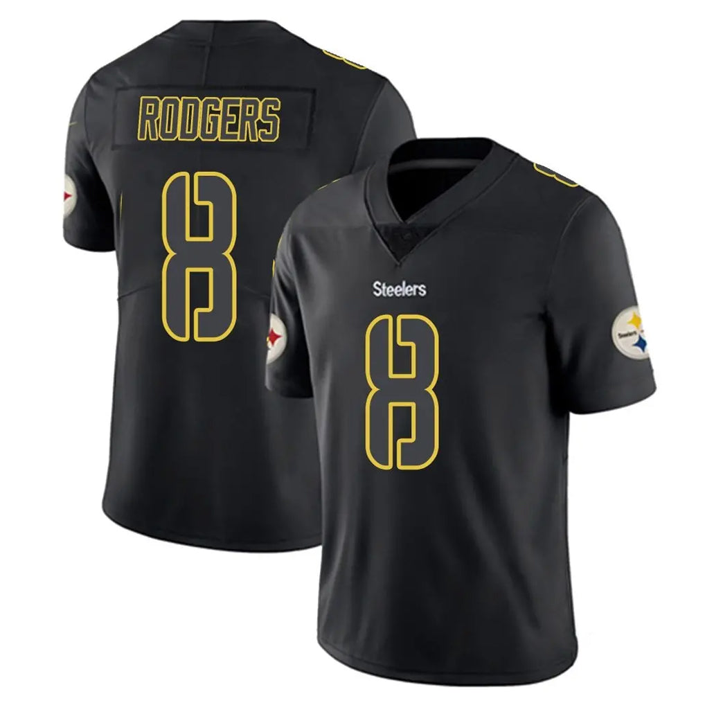Kdoa P.Steelers #8 Aaron Rodgers Player Black Impact Limited Home Game Stitched Jerseys