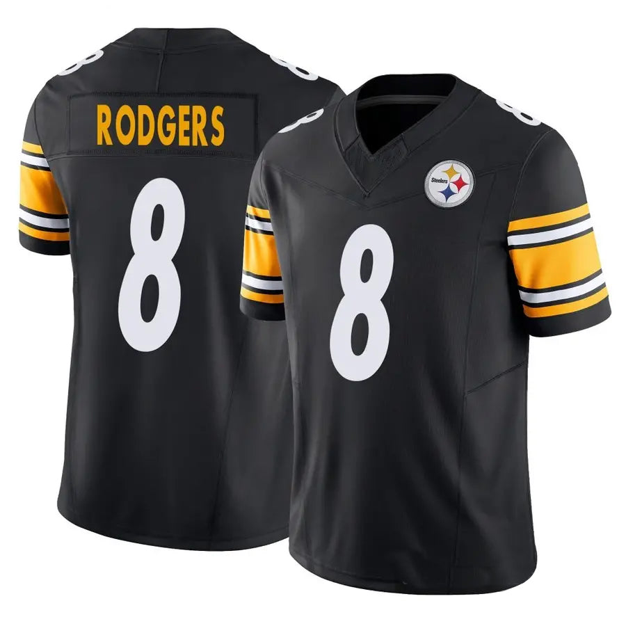 Kdoa P.Steelers #8 Aaron Rodgers Player Black Vapor F.U.S.E. Limited Stitched Jerseys