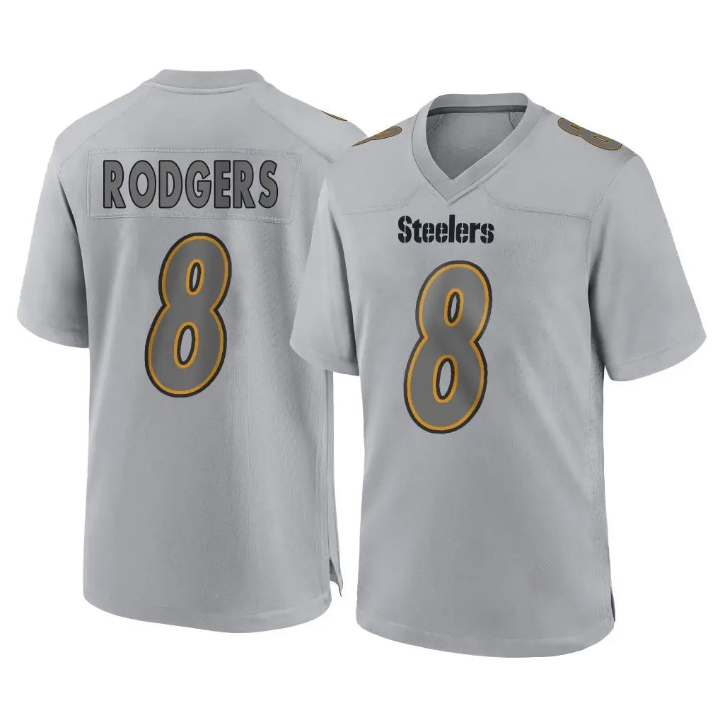 Kdoa P.Steelers #8 Aaron Rodgers Player Gray Atmosphere Fashion Home Game Stitched Jerseys