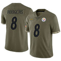 Kdoa P.Steelers #8 Aaron Rodgers Player Salute To Service Limited Olive Stitched Jerseys