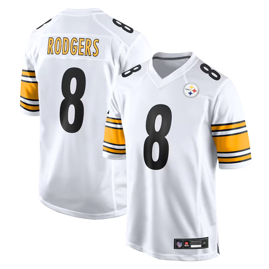 Kdoa P.Steelers #8 Aaron Rodgers Player White Replica Game Stitched Jerseys