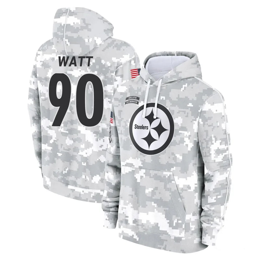 Kdoa P.Steelers #90 T.J. Watt Player Arctic Camo Limited Salute to Service Pullover Hoodies Game Stitched Jerseys