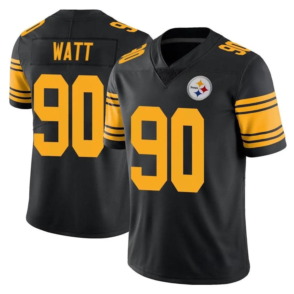Kdoa P.Steelers #90 T.J. Watt Player Black Limited Color Rush Home Game Stitched Jerseys