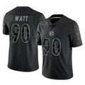 Kdoa P.Steelers #90 T.J. Watt Player Black Reflective Limited Home Game Stitched Jerseys