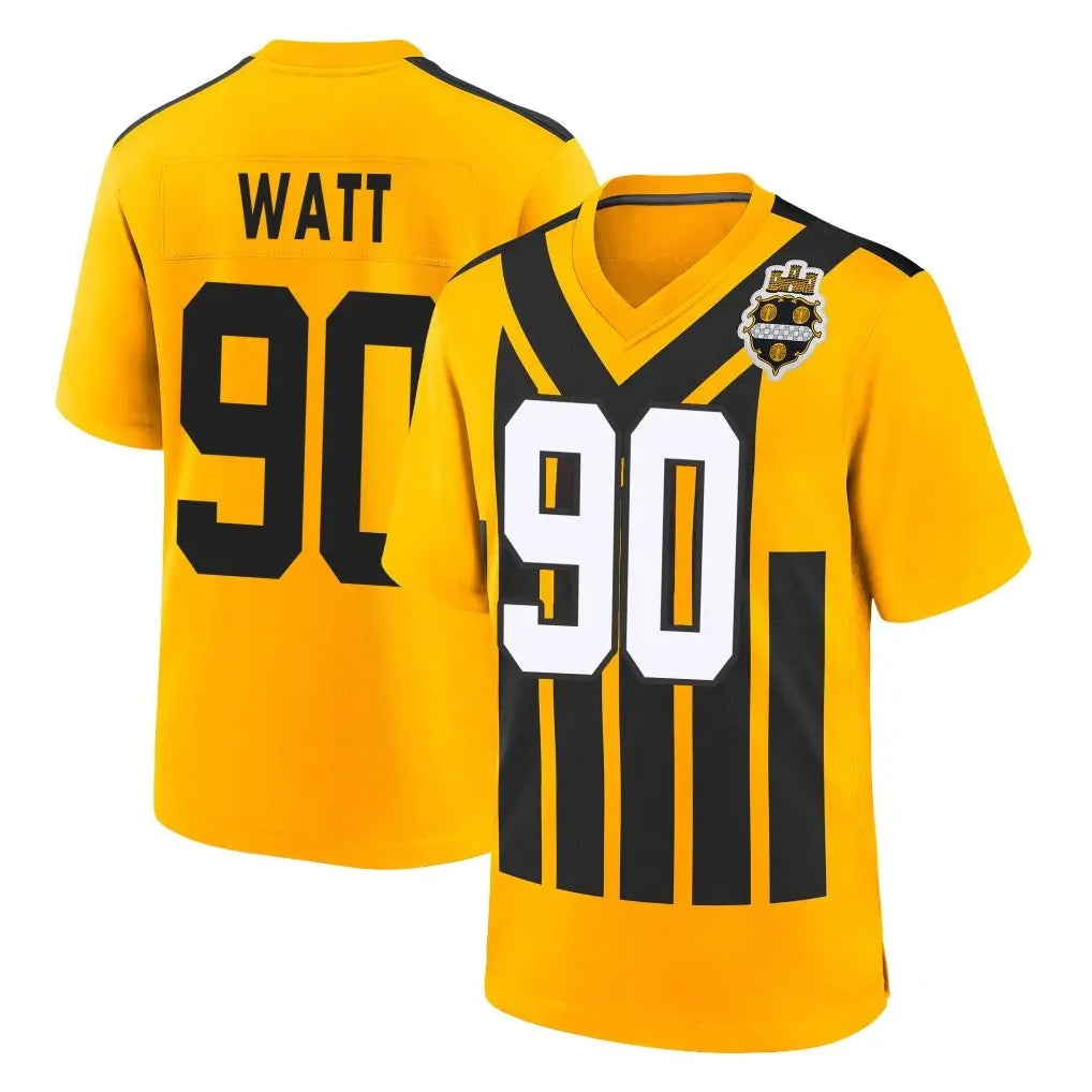 Kdoa P.Steelers #90 T.J. Watt Player Gold Limited 1933 Throwback Home Game Stitched Jerseys