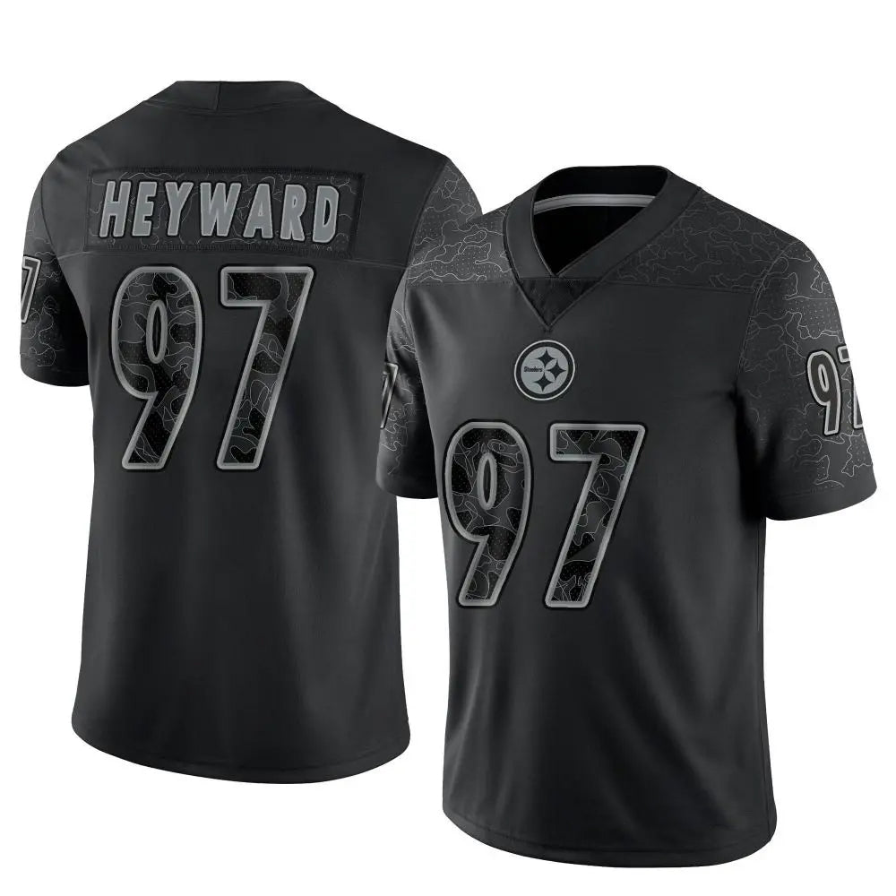 Kdoa P.Steelers #97 Cameron Heyward Player Black Limited Reflective Stitched Jerseys