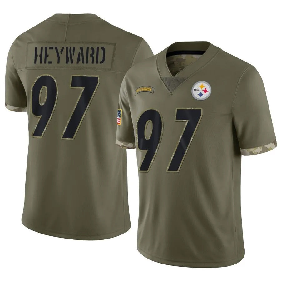 Kdoa P.Steelers #97 Cameron Heyward Player Salute To Service Limited Olive Stitched Jerseys