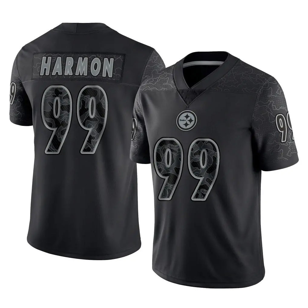 Kdoa P.Steelers #99 Derrick Harmon Player Black Reflective Limited Home Game Stitched Jerseys