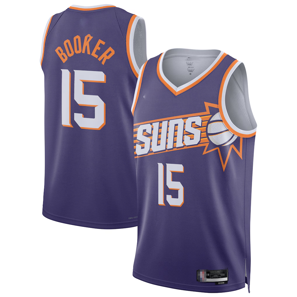 Kdoa P.Suns #15 Devin Booker Purple Swingman Player Jerseys - Icon Edition