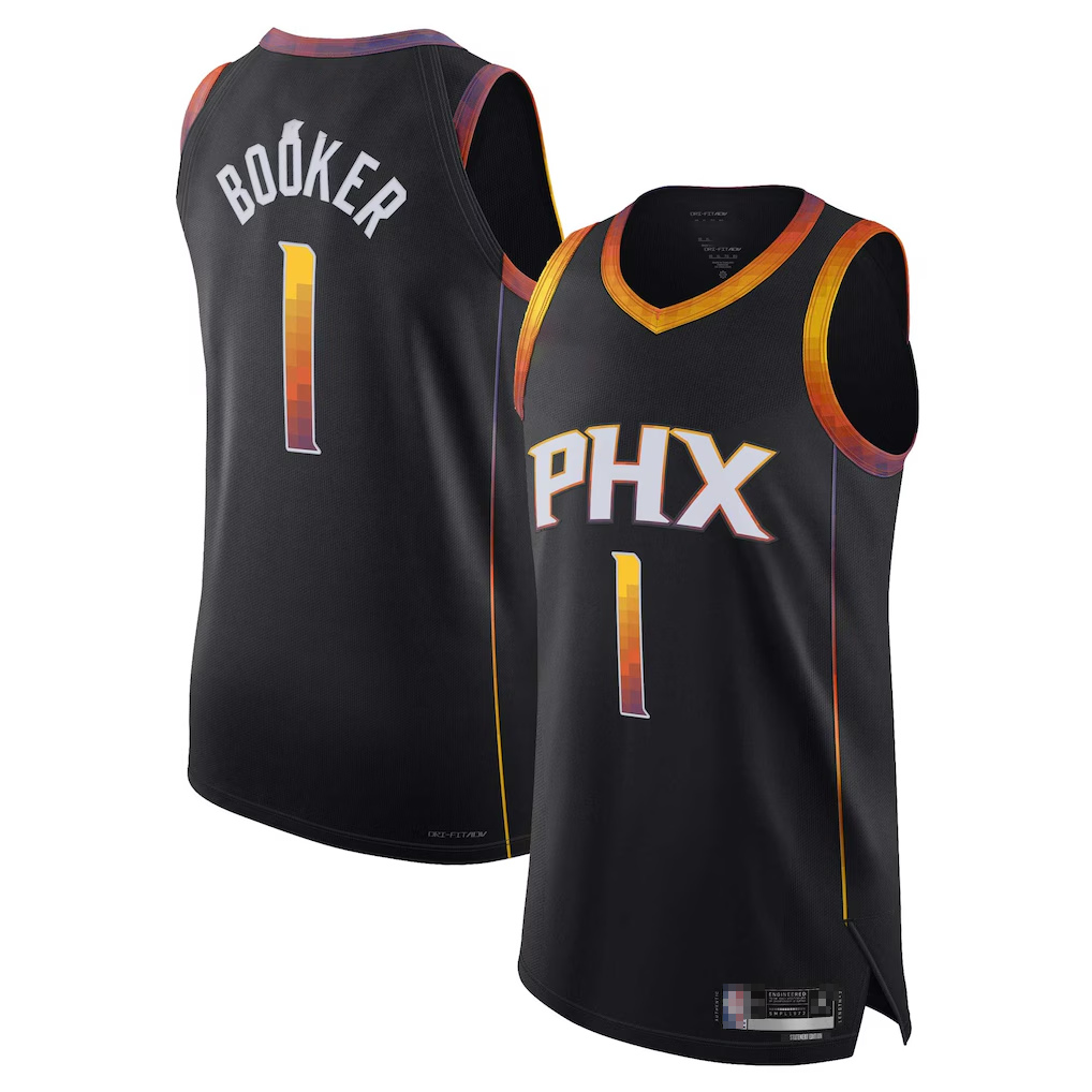 Kdoa P.Suns #1 Devin Booker Black Authentic Player Jerseys - Statement Edition