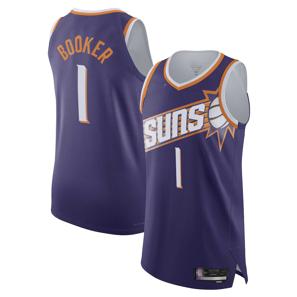 Kdoa P.Suns #1 Devin Booker Purple Authentic Jerseys - Icon Edition