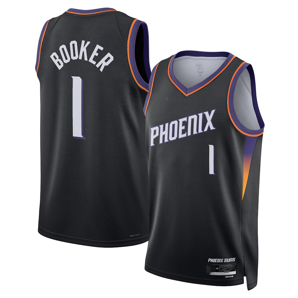Kdoa P.Sunss #1 Devin Booker Black Swingman Jerseys - Statement Edition
