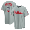 Kdoa PH.Phillies #3 Bryce Harper Gray USA 250 Fourth of July Road Stadium Jersey