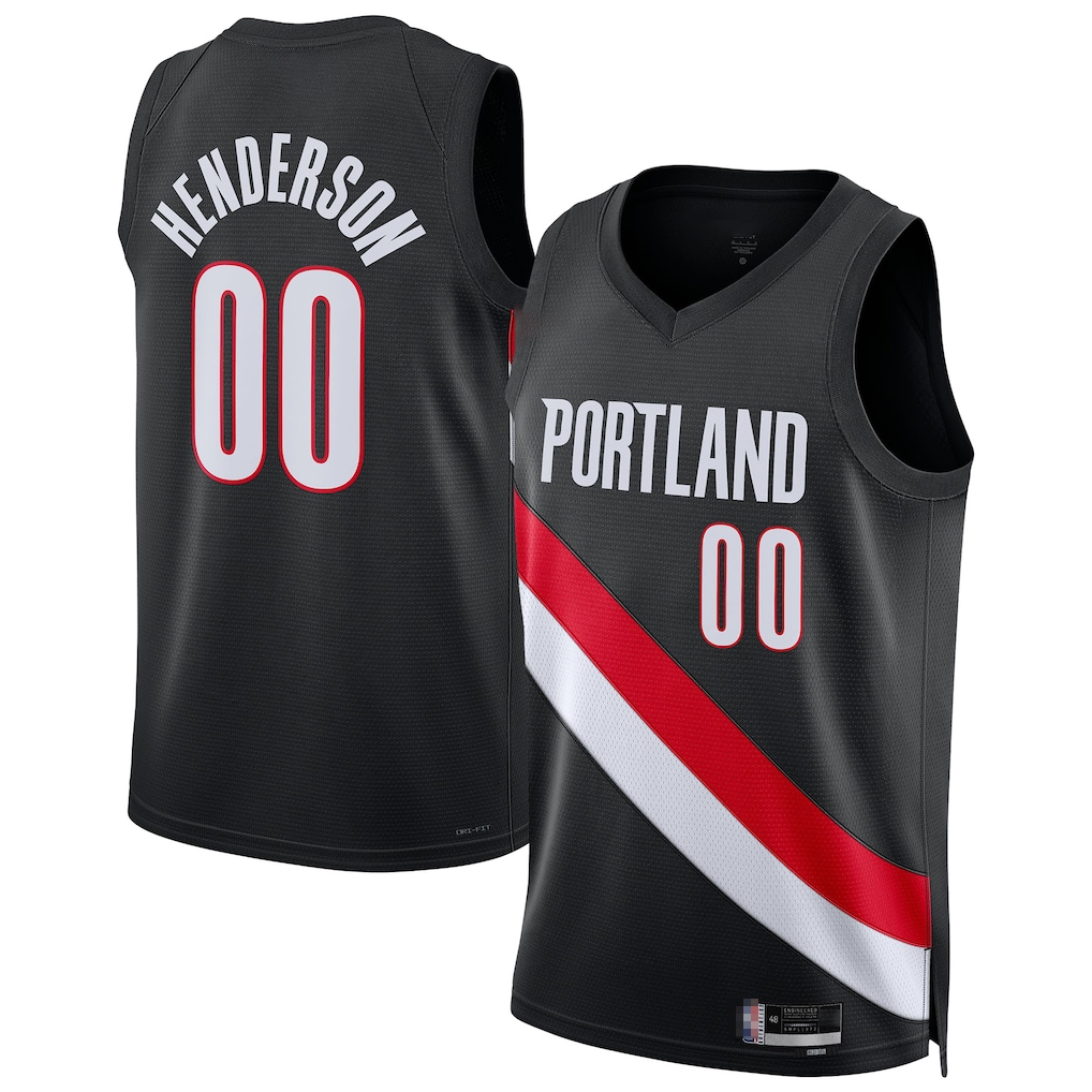 Kdoa PT.Blazers #00 Scoot Henderson Black Swingman Jerseys - Icon Edition
