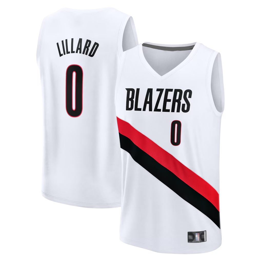 Kdoa PT.Blazers #0 Damian Lillard Fanatics White Fast Break Replica Player Jerseys - Association Edition