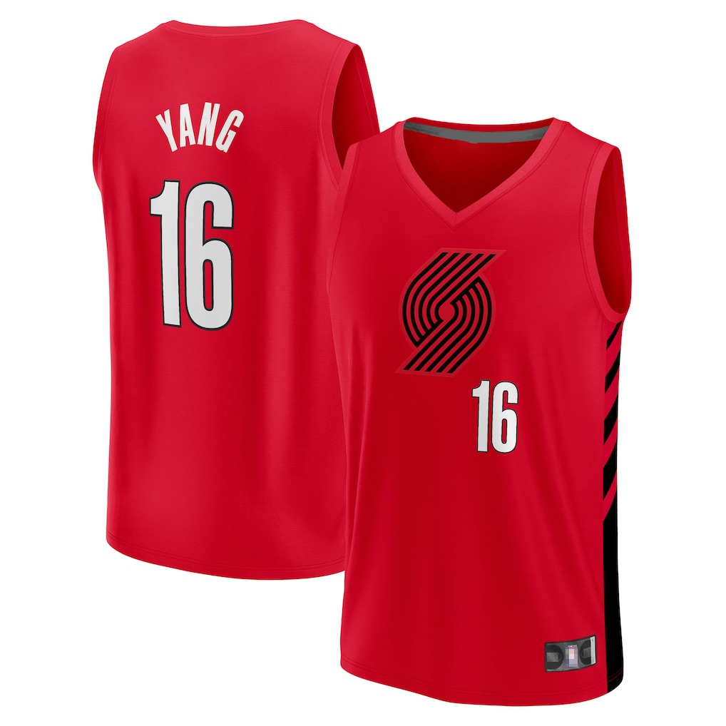 Kdoa PT.Blazers #16 Yang Hansen Fanatics Red Fast Break Replica Jerseys - Statement Edition