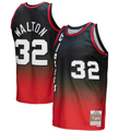 Kdoa PT.Blazers #32 Bill Walton Mitchell & Ness RedBlack 1976--1977 Hardwood Classics Fadeaway Swingman Player Jerseys